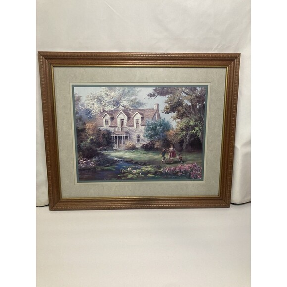 Vintage Lee K Parkinson Framed Matted Print “Country Living” Grandmacore Cottage - Picture 2 of 10